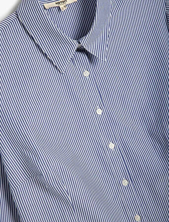 5WAK60012UW Koton Kadın Gömlek LACİVERT ÇİZGİLİ