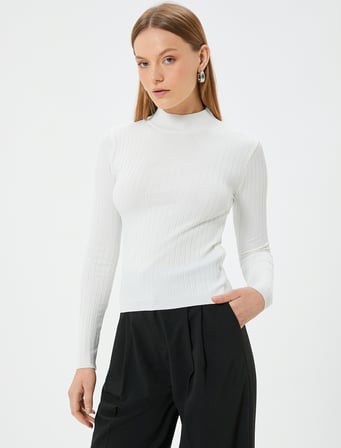 Balıkçı Yaka Triko Kazak Uzun Kollu Slim Fit