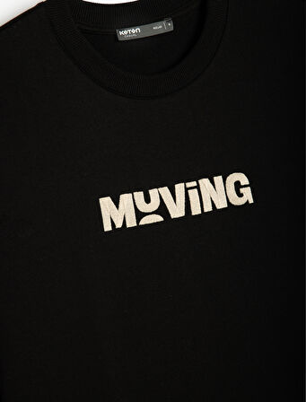 Oversize Tişört Slogan Baskılı Kısa Kollu Bisiklet Yaka Pamuklu