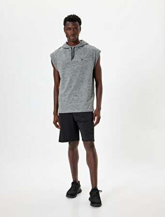 Spor Şort Geometrik Baskılı Beli Bağcıklı Cep Detaylı