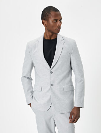 Blazer Ceket Slim Fit Cep Detaylı Düğmeli