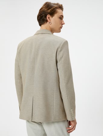 Blazer Ceket Slim Fit Düğmeli Cep Detaylı