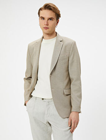 Blazer Ceket Slim Fit Düğmeli Cep Detaylı