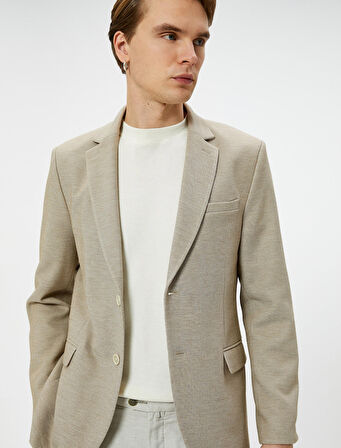 Blazer Ceket Slim Fit Düğmeli Cep Detaylı