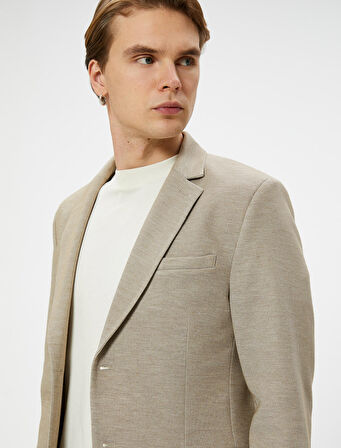 Blazer Ceket Slim Fit Düğmeli Cep Detaylı