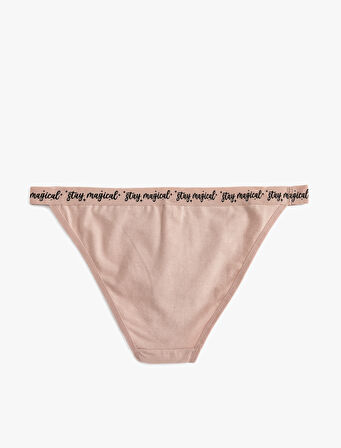 Brazilian Külot Slogan Baskılı Pamuklu Yanları İpli
