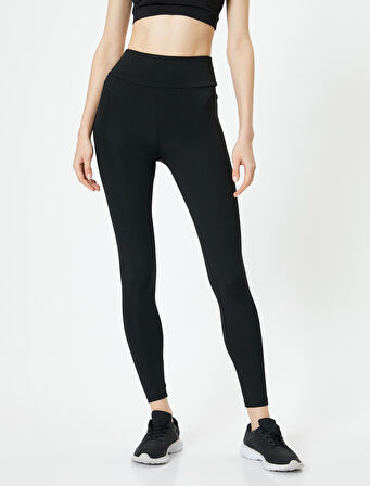 Spor Tayt Yüksek Bel Yanları Baskılı Kaydırmaz Slim Fit 
