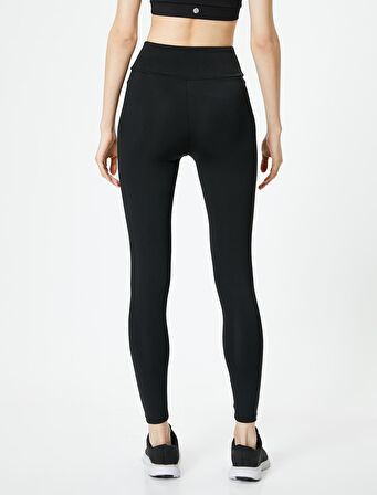 Spor Tayt Yüksek Bel Yanları Baskılı Kaydırmaz Slim Fit 