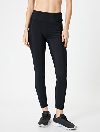 Spor Parlak Fitilli Tayt Standart Bel Slim Fit