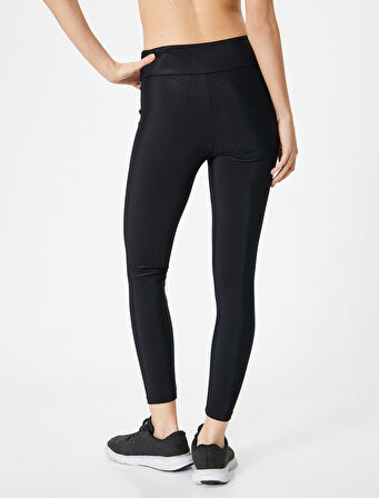 Spor Parlak Fitilli Tayt Standart Bel Slim Fit