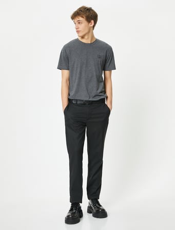 Baskılı Tişört Slim Fit Bisiklet Yaka Kısa Kollu