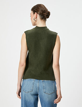 Örgü Süveter Dokulu Bisiklet Yaka Kolsuz 