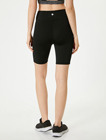 Spor Kısa Tayt Yüksek Bel Baskılı Skinny Fit İnterlok