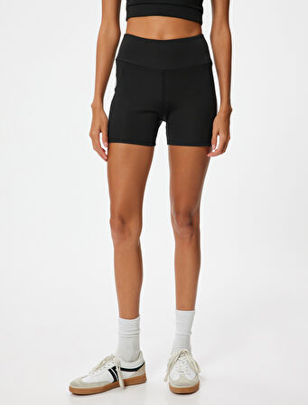 Spor Kısa Tayt Yüksek Bel Biyeli Slim Fit