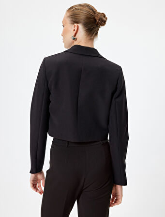 Crop Blazer Ceket Kruvaze Ters Yaka Regular Fit 