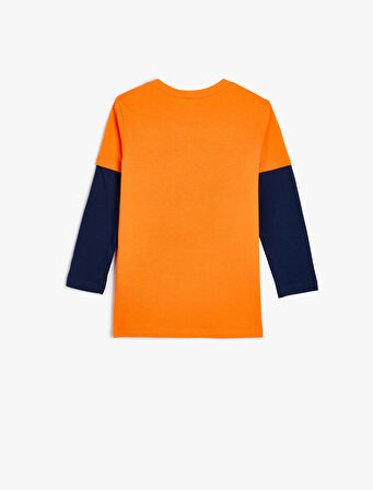 Tişört Oyun Temalı Uzun Kollu Bisiklet Yaka Pamuklu