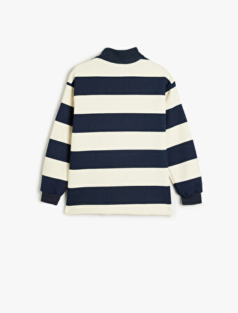 Yarım Fermuarlı Sweatshirt Dik Yaka Uzun Kollu Üç İplik Şardonlu