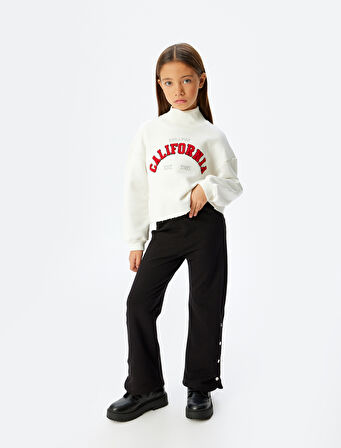 Crop Oversize Kolej Sweatshirt Dik Yaka Şardonlu