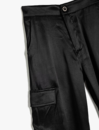 Jogger Paraşüt Pantolon Kargo Cepli Viskon Kumaş 