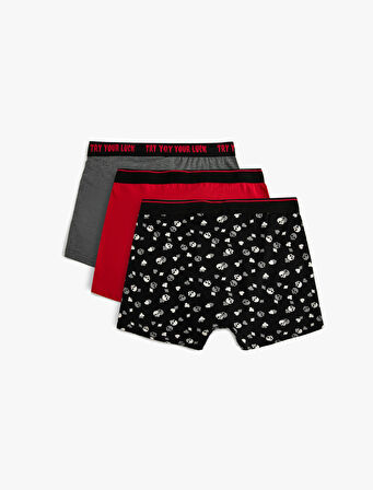 3'lü Boxer Seti Kuru Kafa Baskılı Çok Renkli Pamuklu