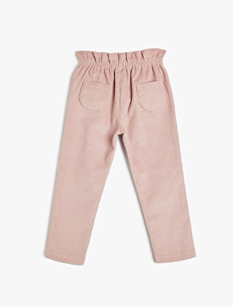 Kadife Pantolon Beli Bağlamalı Cepli Fitilli