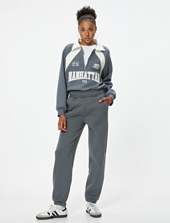 Jogger Eşofman Altı Yıkamalı Beli Bağcıklı Cepli