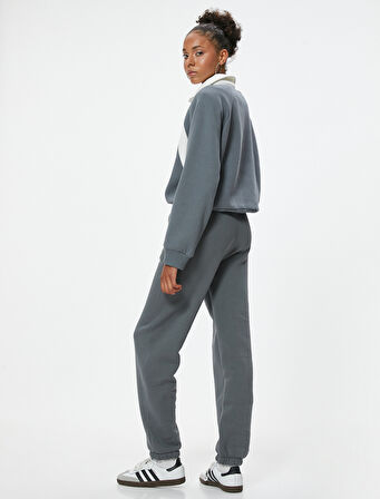 Jogger Eşofman Altı Yıkamalı Beli Bağcıklı Cepli