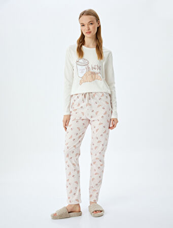 Pamuklu Grafik Baskılı Pijama Takımı