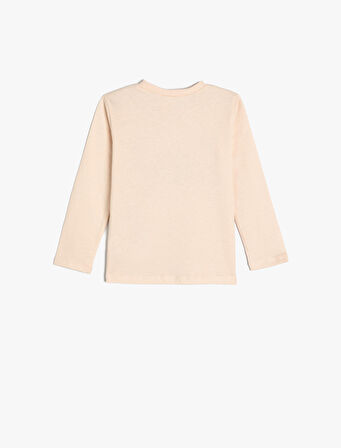 Tişört Uzun Kollu Bisiklet Yaka Unicorn Baskılı Pamuklu