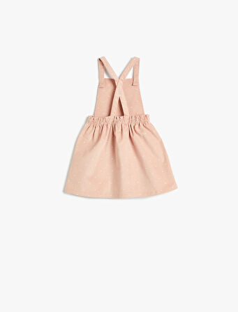 Salopet Elbise Kare Yaka Cep Detaylı Pamuklu