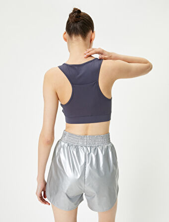 Halter Yaka Sporcu Sütyeni Kaplı Cep Detaylı Slim Fit 