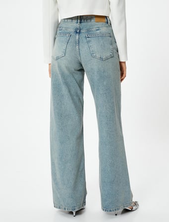 Geniş Paça Kot Pantolon Standart Bel -  Bianca Wide Leg Jean