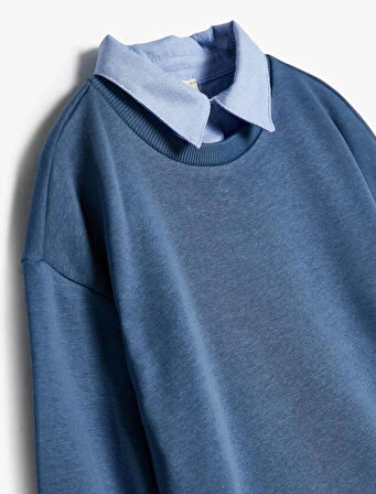 5WKB10003TK Koton Erkek Çocuk Sweat MAVİ