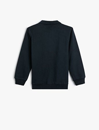 Polo Yaka Sweatshirt Uzun Kollu Pamuklu