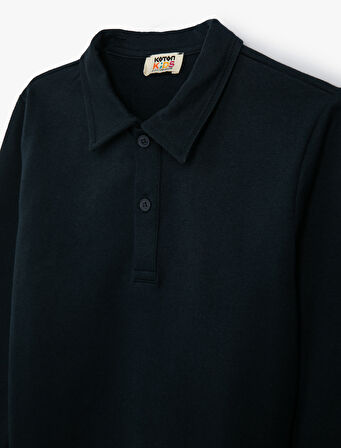 Polo Yaka Sweatshirt Uzun Kollu Pamuklu