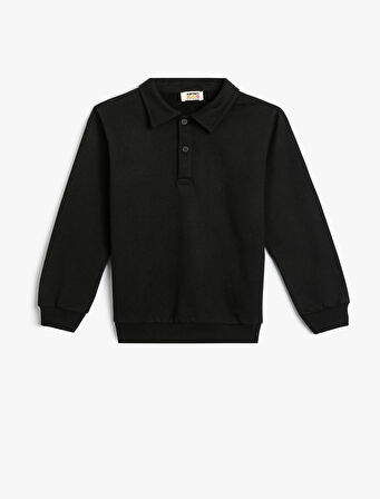 Polo Yaka Sweatshirt Uzun Kollu Pamuklu