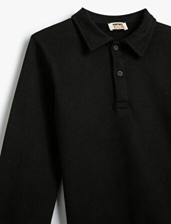 Polo Yaka Sweatshirt Uzun Kollu Pamuklu