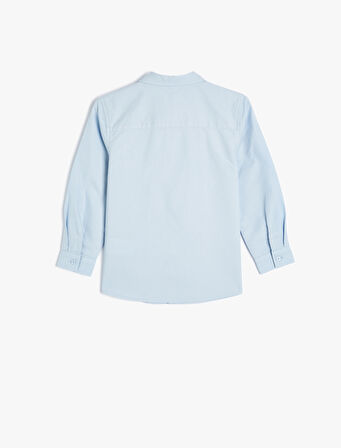 Okul Gömleği Cep Detaylı Uzun Kollu Pamuklu Klasik Yaka