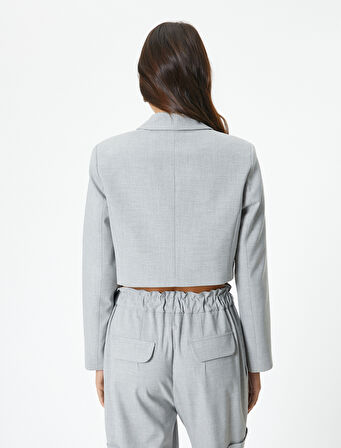 Crop Blazer Ceket Tek Düğmeli Cep Detaylı