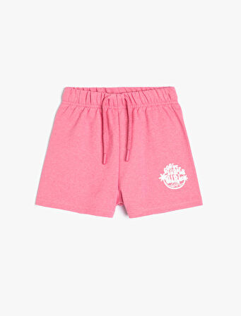 Şort Beli Bağlamalı Baskı Detaylı 