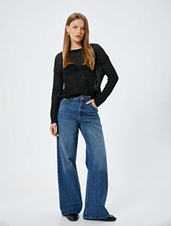 5WAK90059HT Koton Kadın Süeter SİYAH