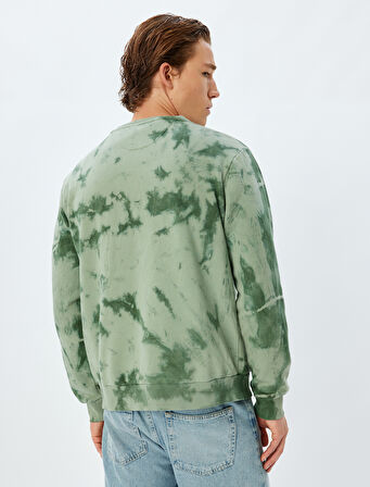 Slogan Baskılı Sweatshirt Bisiklet Yaka Yıkamalı Şardonlu Pamuk Karışımlı