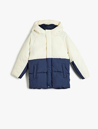 Şişme Mont Kapşonlu Cep Detaylı Rüzgar Kapaklı