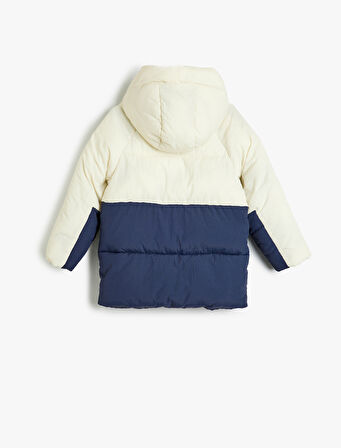 Şişme Mont Kapşonlu Cep Detaylı Rüzgar Kapaklı