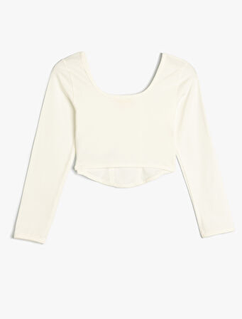 Tişört Bisiklet Yaka Uzun Kollu Dikiş Detaylı Pamuklu