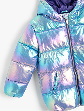 Oversize Şişme Mont Kapşonlu Parlak