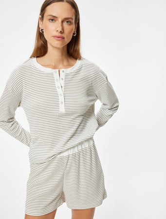 Şort Pijama Altı Beli Lastikli Rahat Kalıp 