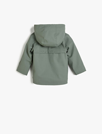 Kapşonlu Yağmurluk Peluş Astarlı Su Geçirmez Kapaklı Cepli