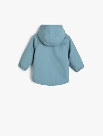 Kapşonlu Yağmurluk Peluş Astarlı Cepli