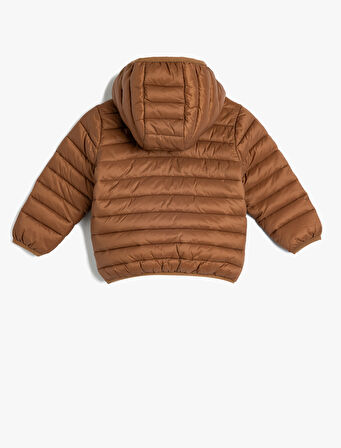 Şişme Mont Kapşonlu Cepli Fermuarlı